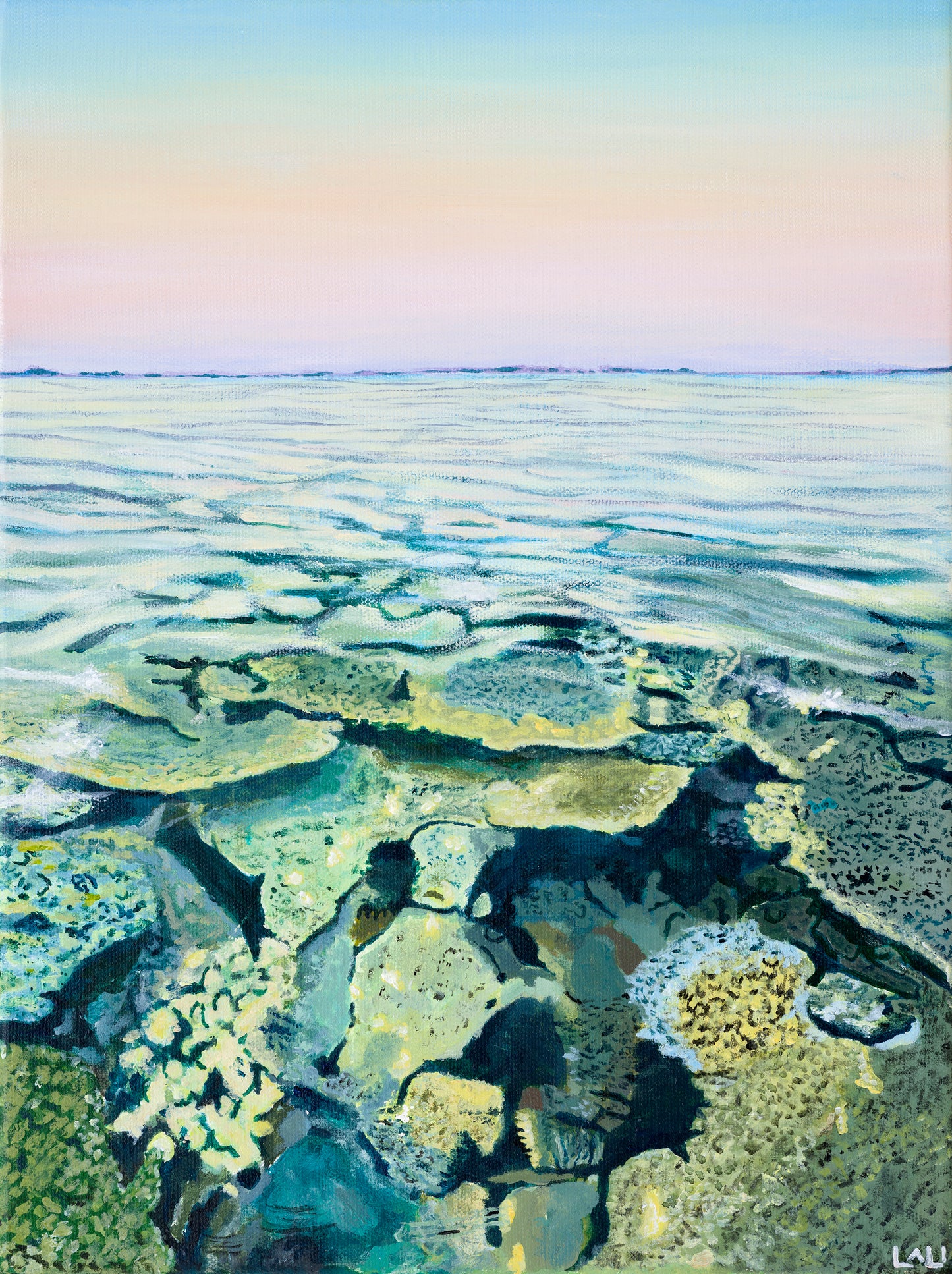 Sea glass haze - Original framed canavs