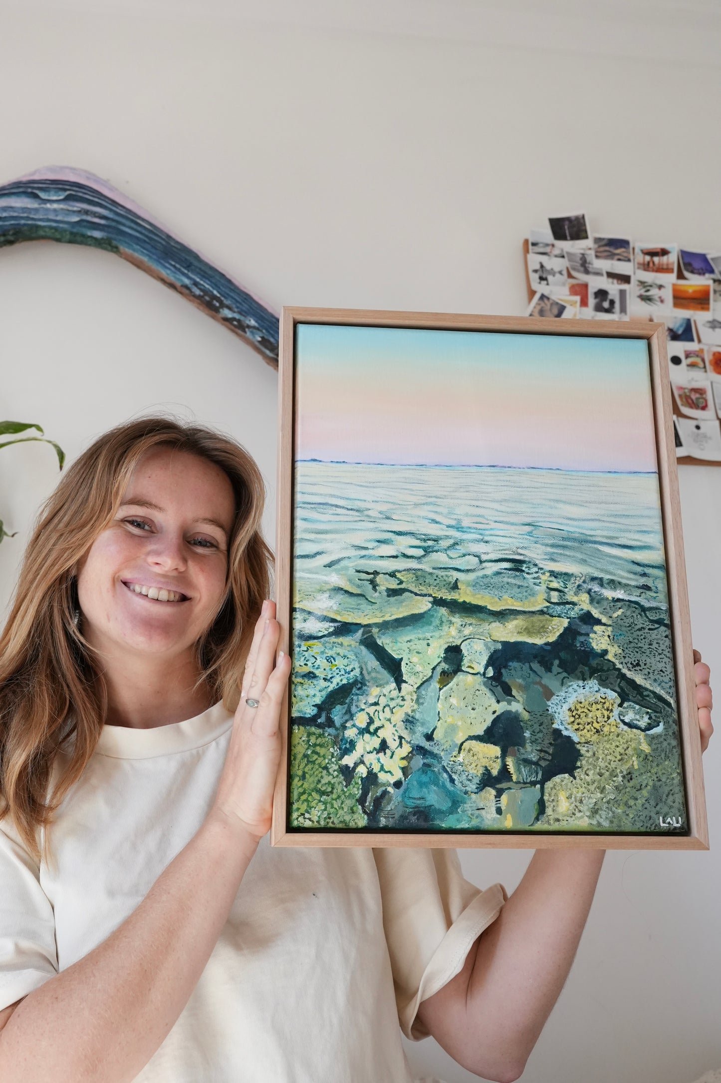 Sea glass haze - Original framed canavs